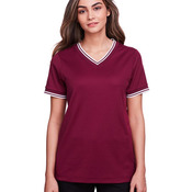 Women's CrownLux Performance® Plaited Tipped V-Neck Shirt