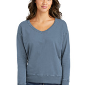 Garment Dyed V Neck Sweatshirt